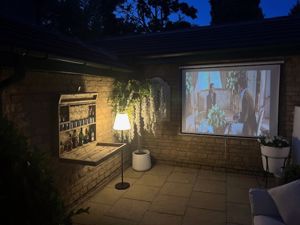 Outside cinema patio- click for photo gallery